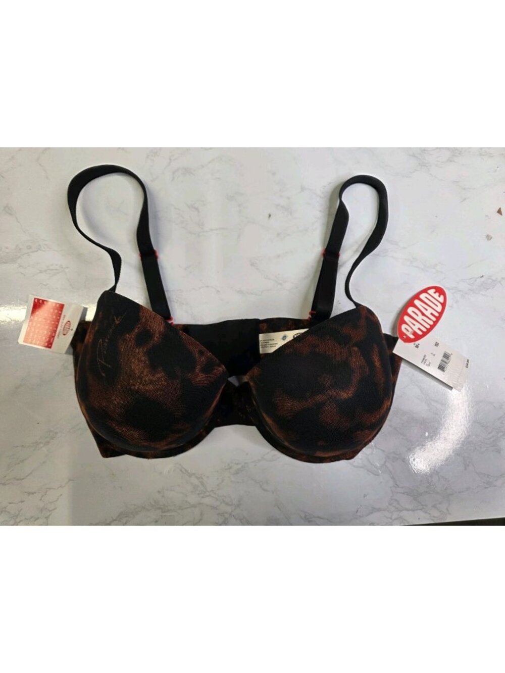 Parade Mesh Balconette Bra M+ Brown Black Abstract Print Underwire NWT. WL349